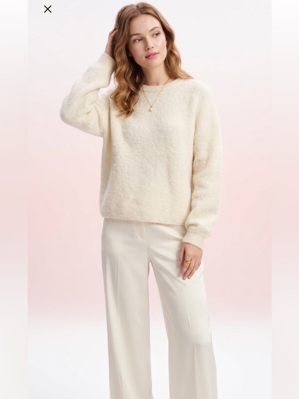 H&M Edition Wool Creme Crewneck Overside Sweater Size Small